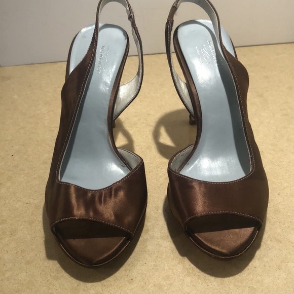 Lela Rose Unforgettable Moments Brown Satin Sandals - Picture 2 of 12